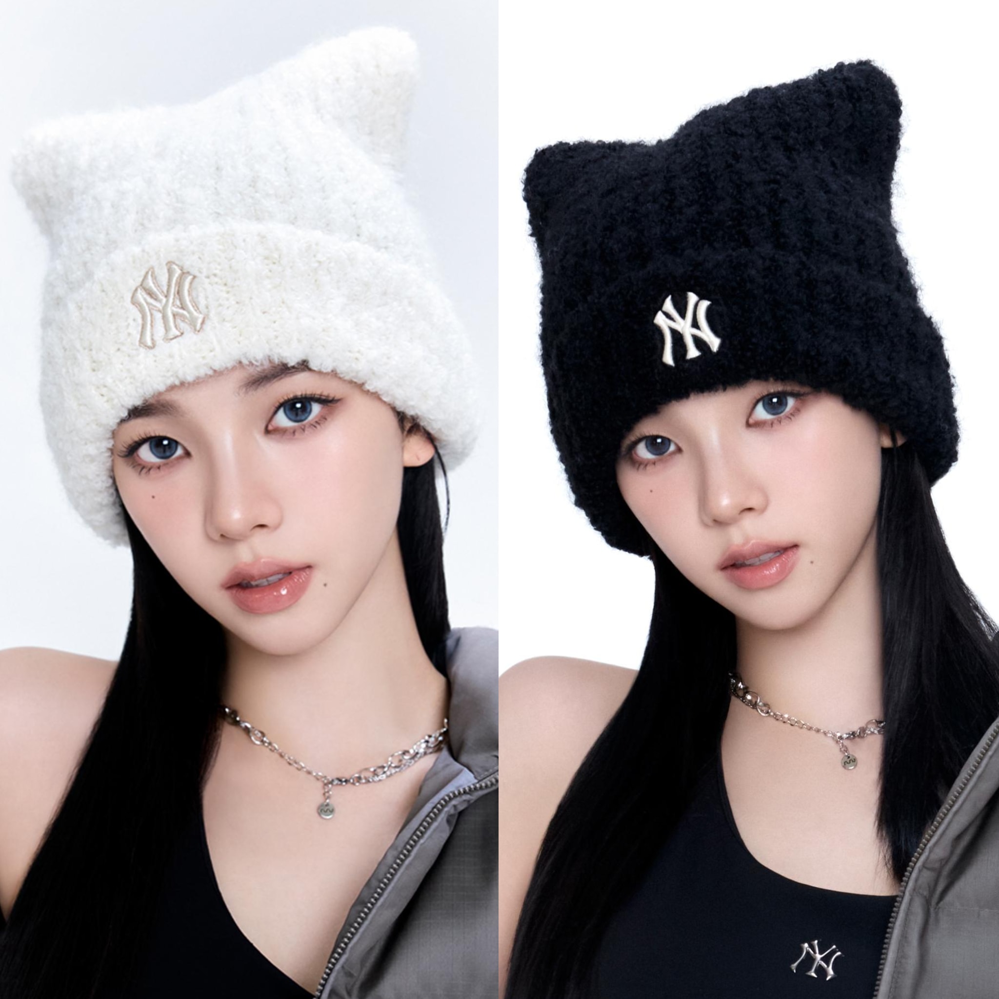 (Karina(aespa)/TWS同款) MLB 新款貓貓耳朵毛帽