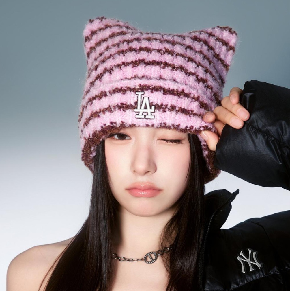 (Karina(aespa)/TWS同款) MLB 新款貓貓耳朵毛帽
