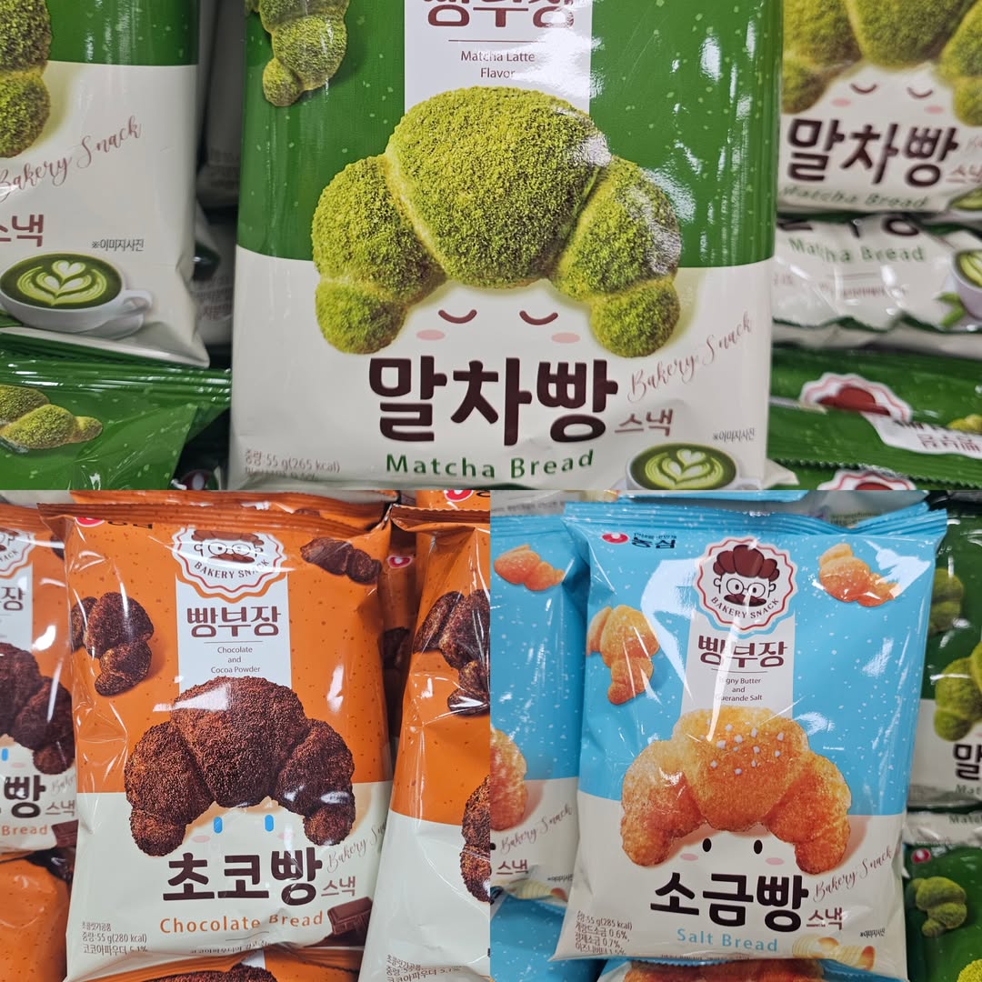 農心 - 抹茶/鹽味奶油/巧克力可頌零食 (4包入)