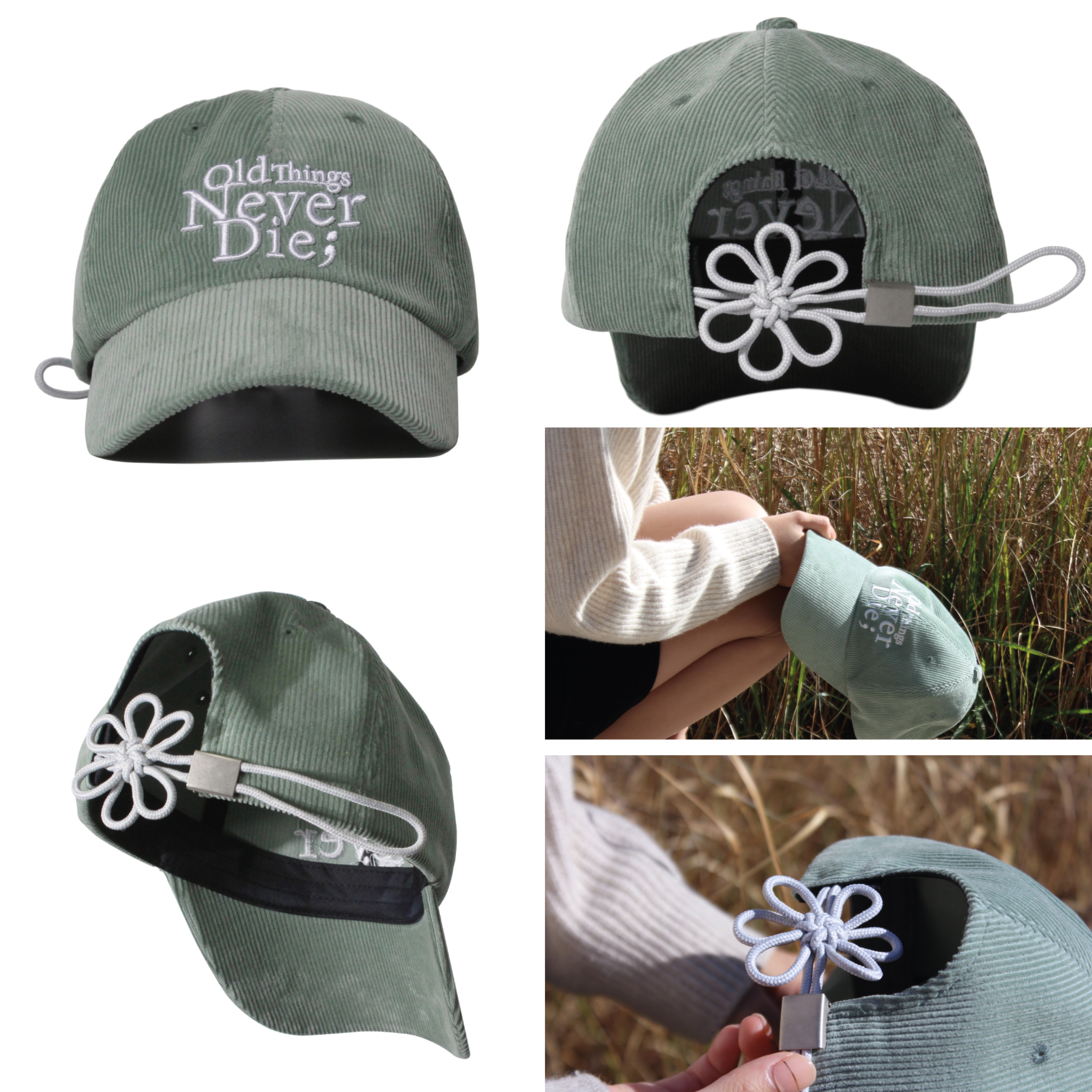 ONGO[CORDUROY] 花花燈芯絨KNOT CAP