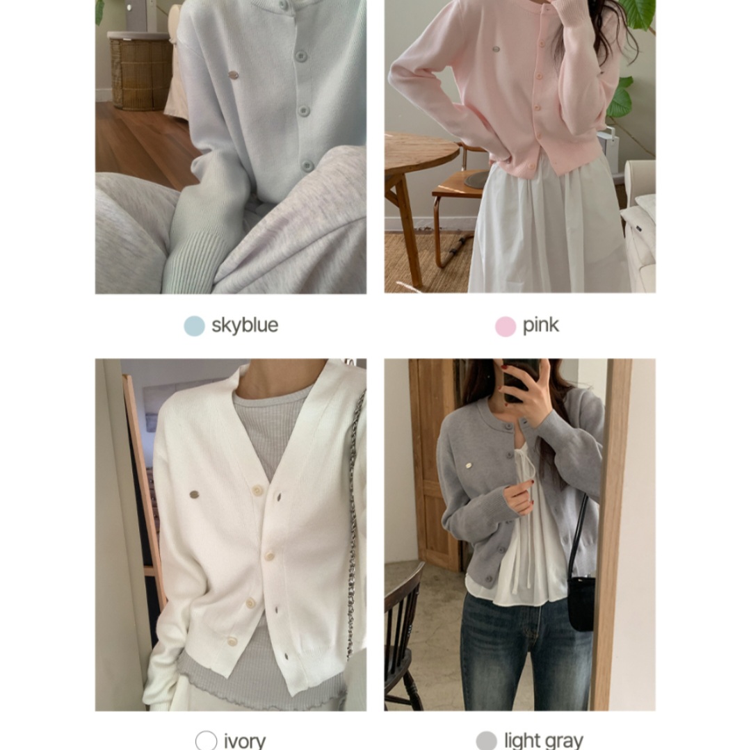 韓國素色薄針織外套