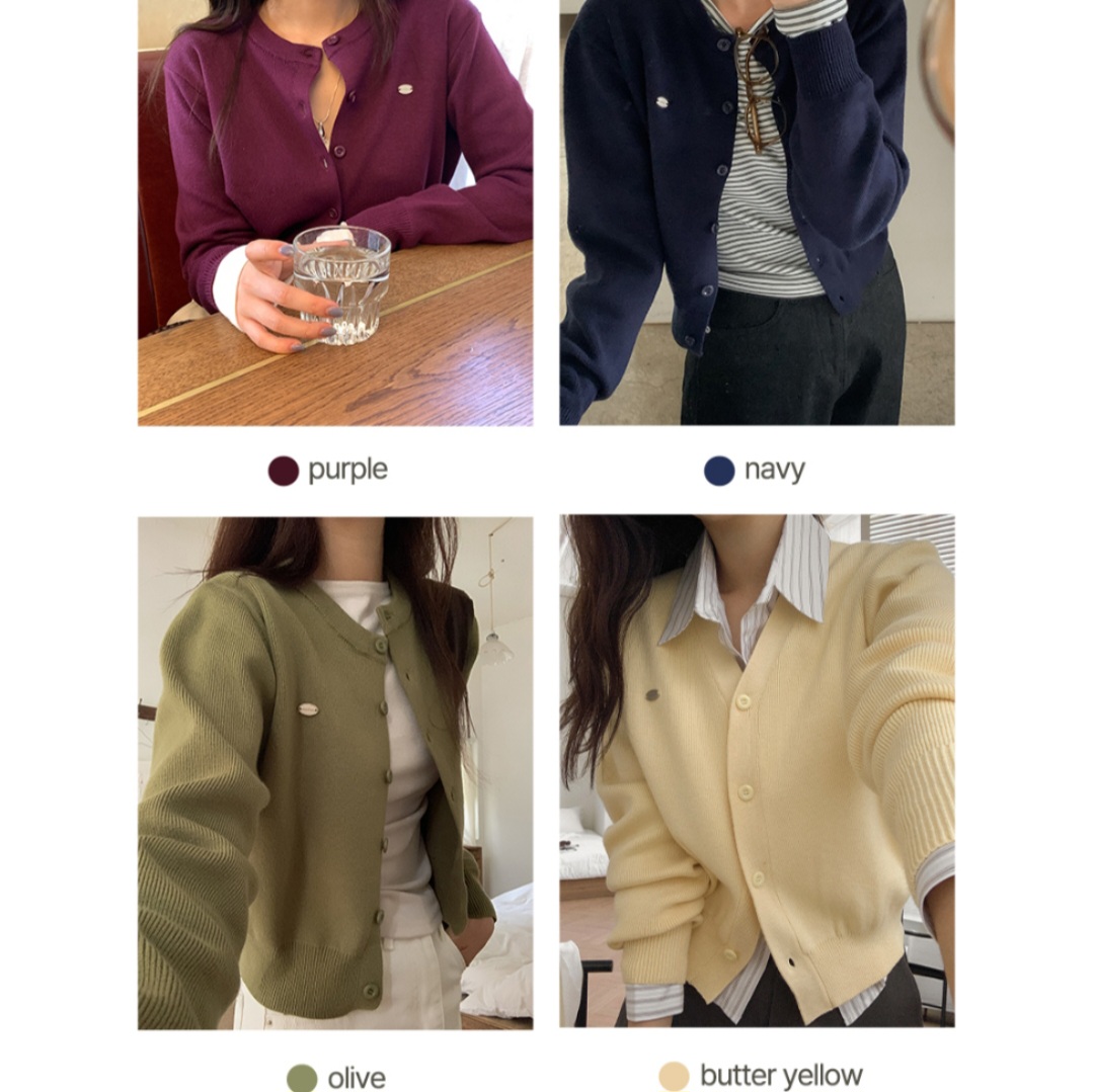 韓國素色薄針織外套